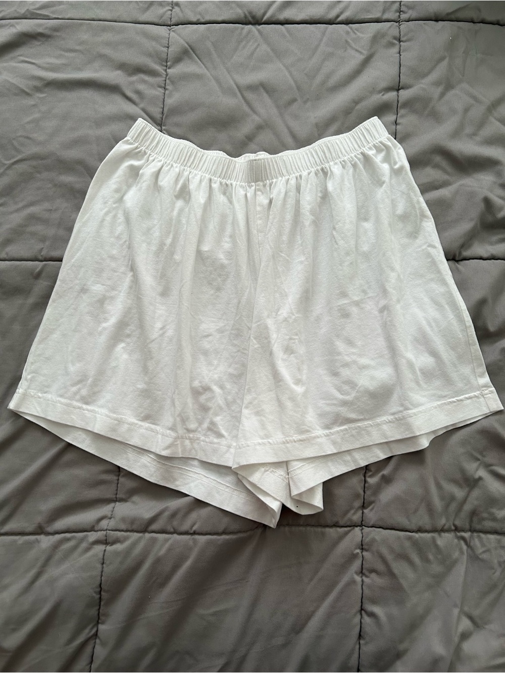 White Women's Elastic-Waist Lounge Shorts